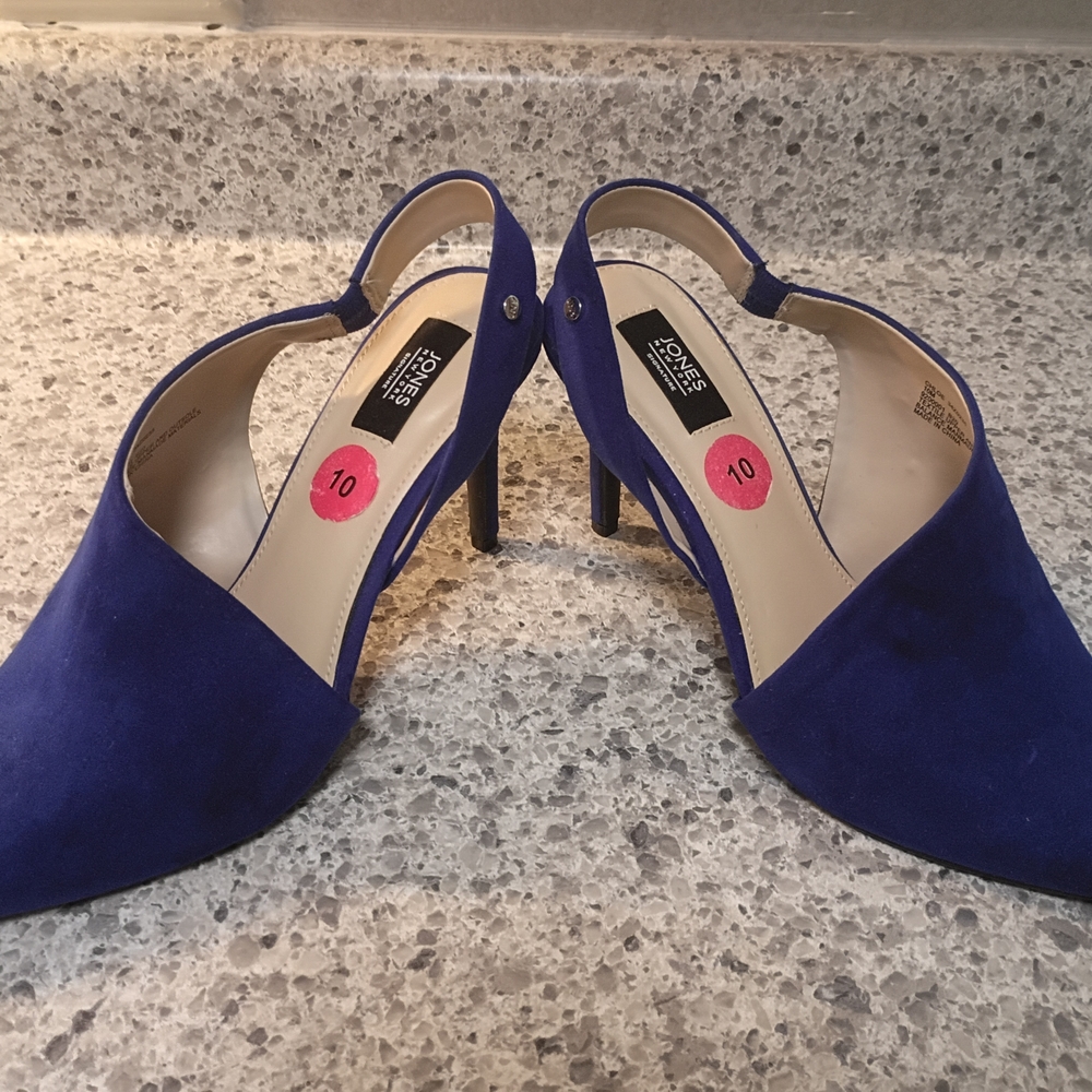 Jones New York Royal Blue Suede Slingback Heels